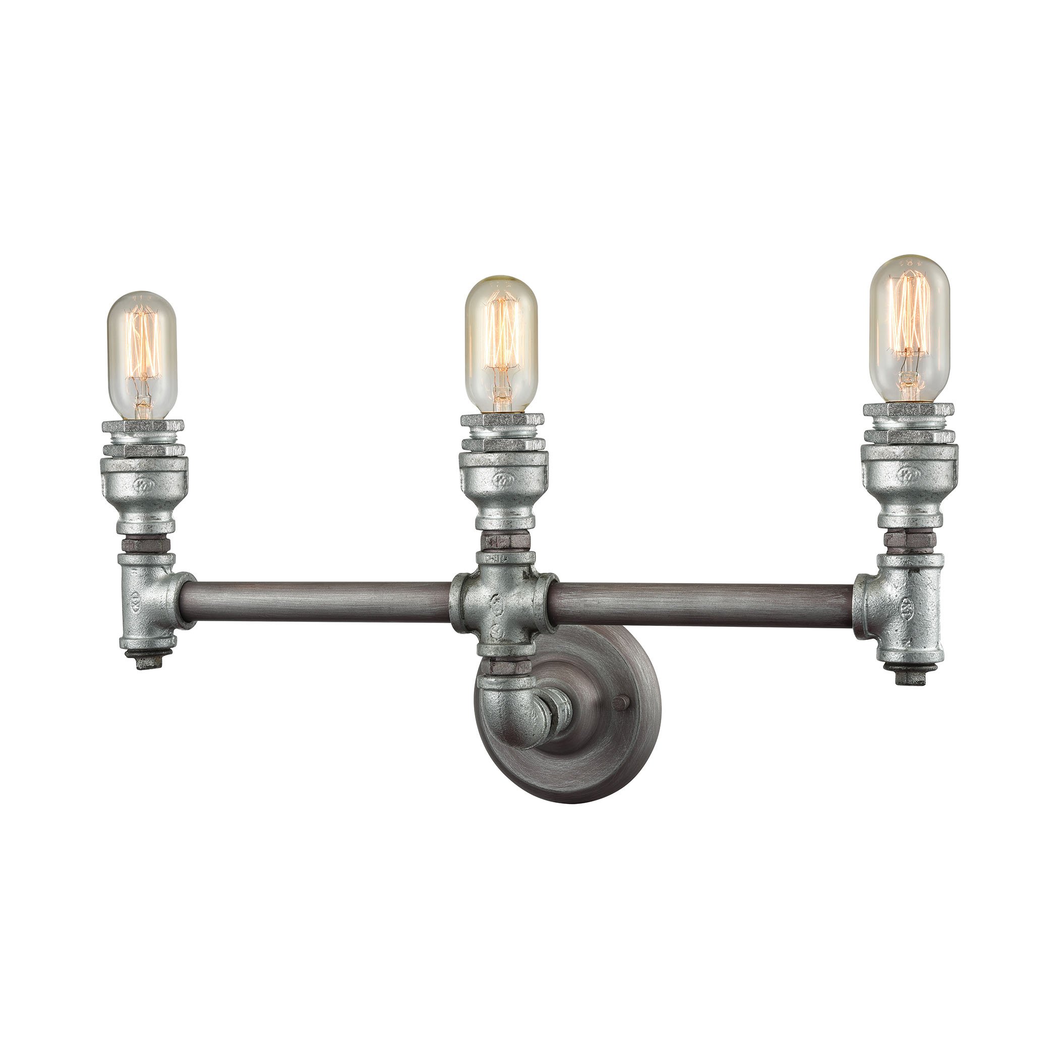 Vintage Weathered Zinc 3-Light Bathroom Vanity Light Fixture - Perfect for Farmhouse, Rustic, and Industrial Style Bathrooms