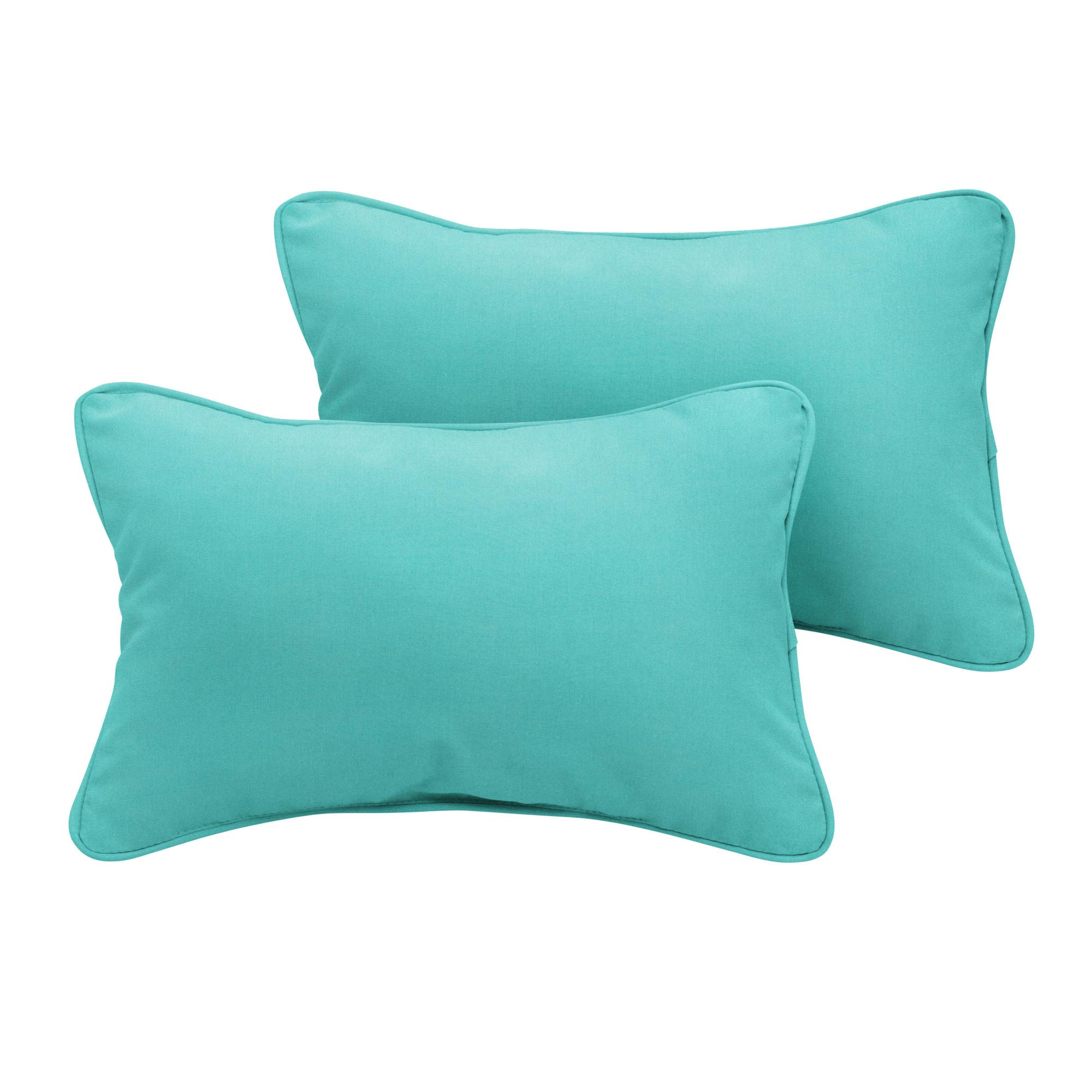 Set of 2 Aruba Blue Corded Rectangular Lumbar Throw Pillows 20