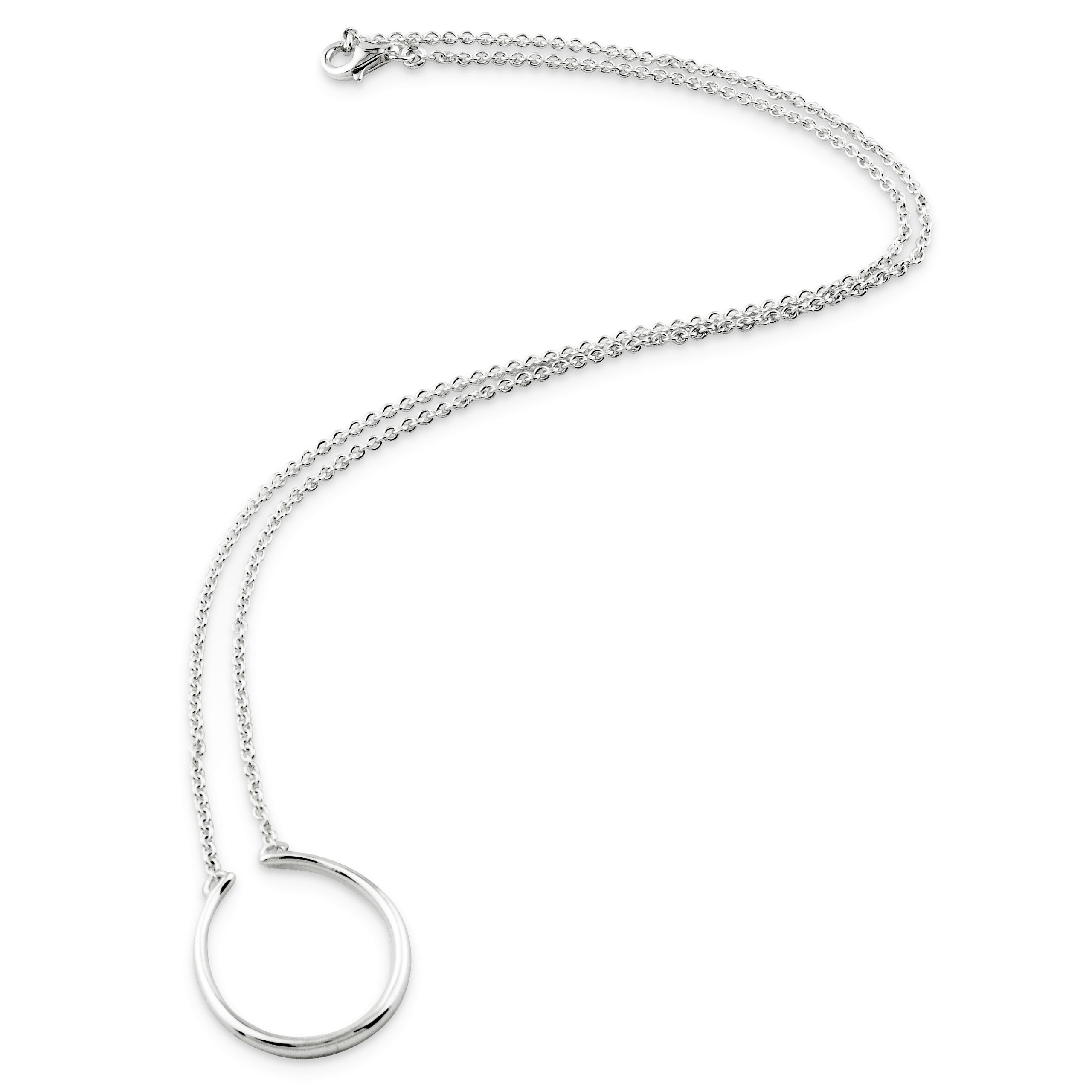 West Coast Jewelry Sterling Silver Circle Charm Holder Necklace - 17