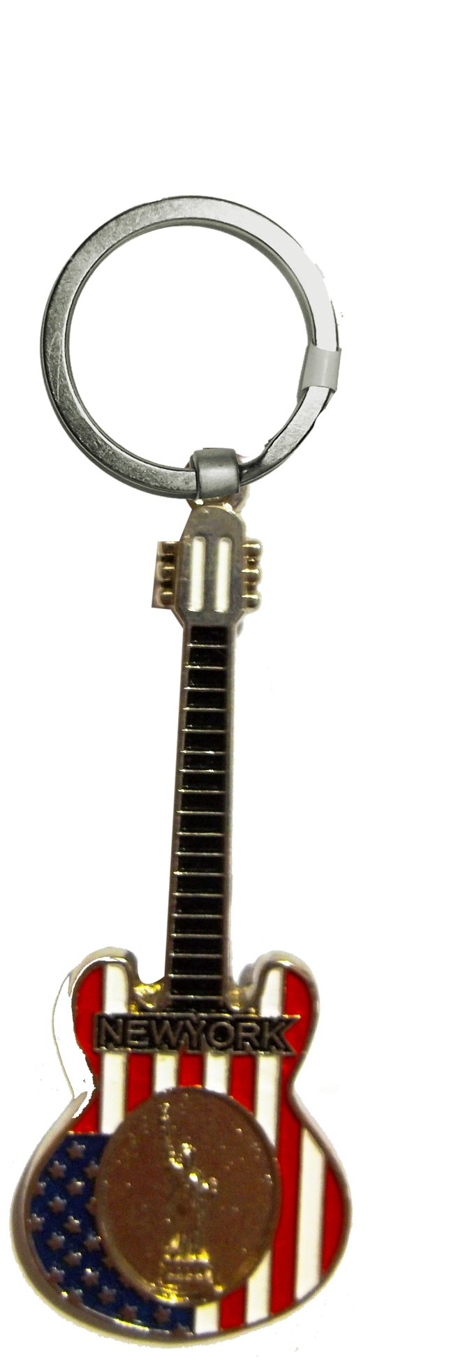 New York Keychain - Metal Guitar with Statue of Liberty Souvenir, NYC Travel Gift for Music Lovers (Perfect for Travelers, Collectors & New York City Enthusiasts)