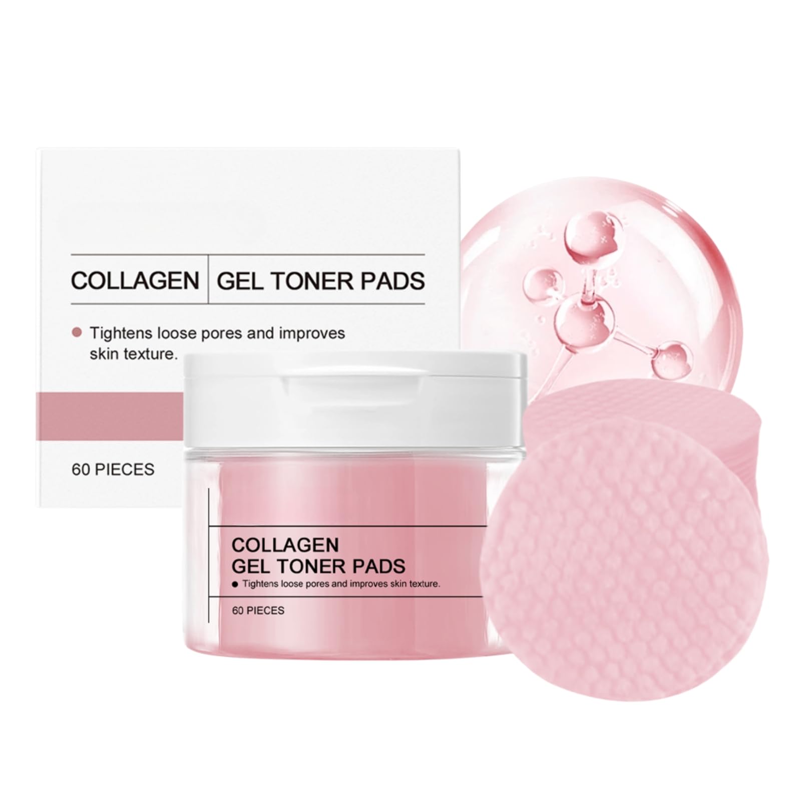 ISBEAUSOLS Collagen Toner Pads - Korean Skincare with Vitamin C & E - Hydrating & Firming for Daily Face Care