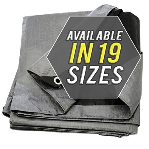 Heavy Duty Waterproof Silver/Black Tarp Cover - Durable Thick Material for Canopy Tent, Boat, RV, Pool Cover | Outdoor Protection & Camping Essential
