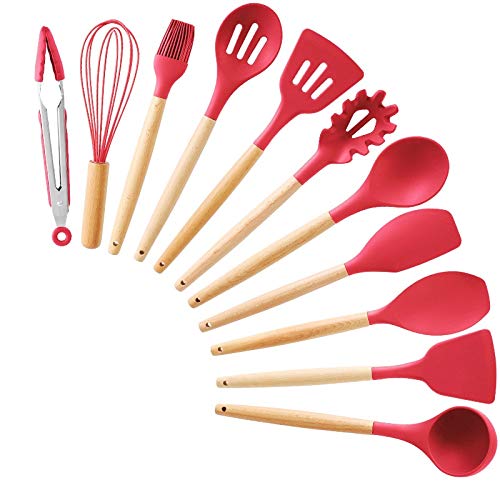 11/12/13Pcs Nonstick Silicone Kitchen Utensils Set with Spoon & Spatula for Cooking, Baking, and Everyday Kitchen Tasks - Clear