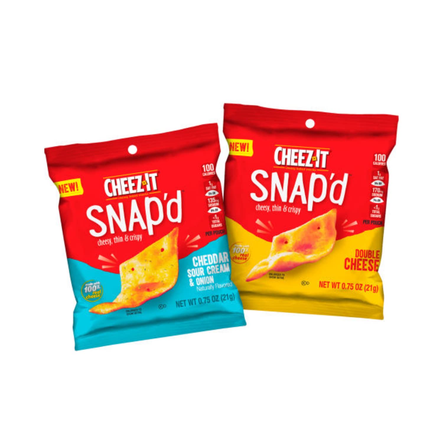 Baked Cheddar Sour Cream & Onion and Double Cheese Crispy Snacks, 0.75oz (14 Count) - Perfect for Parties, Movie Nights & On-the-Go Snacking