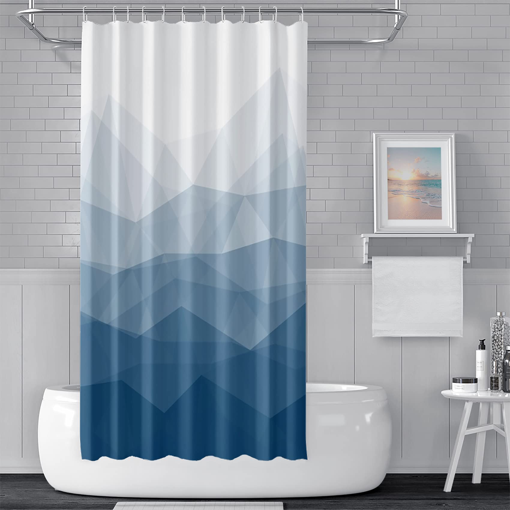 Yeele Sunlit Shower Curtain - Waterproof Polyester Fabric, Blue Modern Abstract Design with Hooks, 70.9x79.1 Inches, Machine Washable - Perfect for Bathroom Decor & Spa-Like Shower Experience
