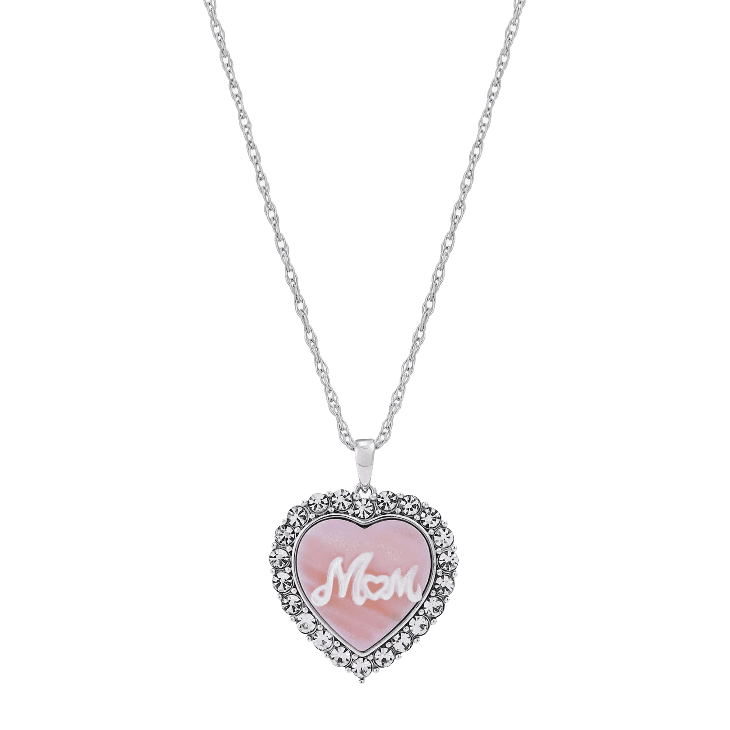 Sterling Silver Mother-of-Pearl Pendant Necklace with Crystals - Perfect Gift for Mom