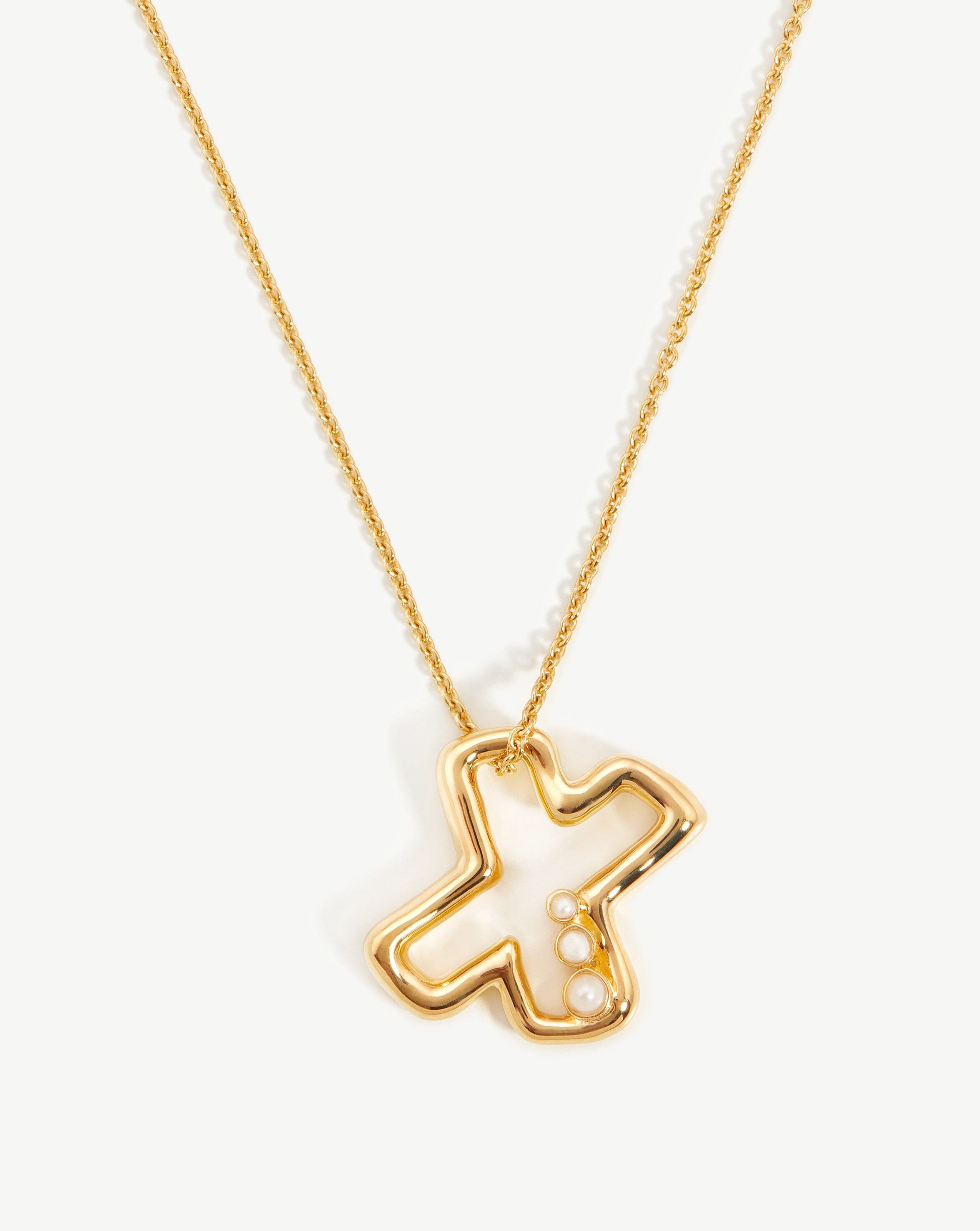 Chubby Pearl Initial Pendant Necklace - Personalized Letter X Jewelry in 18K Gold Vermeil with Genuine Pearl - Perfect for Birthdays, Anniversaries & Gifts