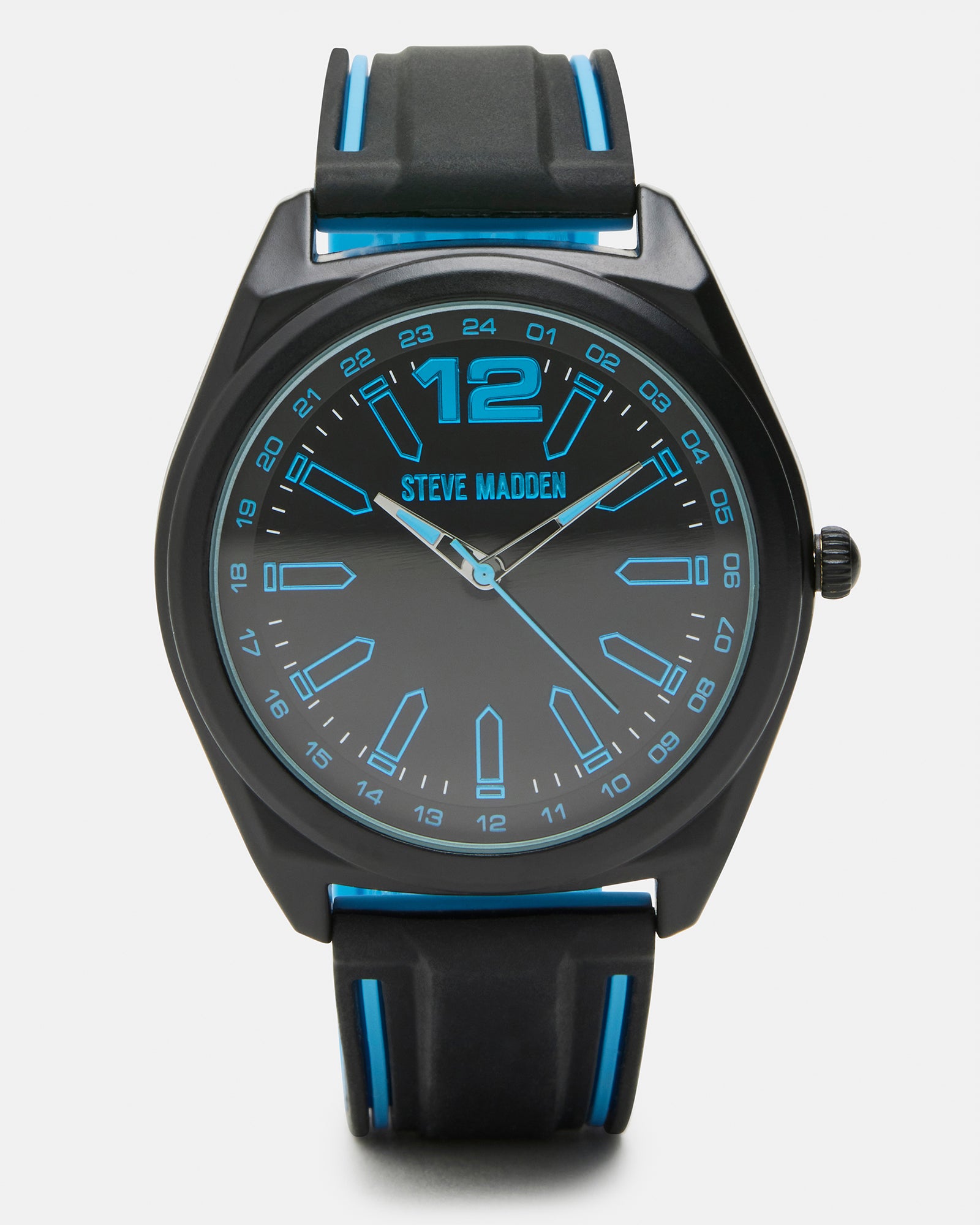Men's Silicone Sports Watch - Waterproof, Durable & Comfortable for Running, Swimming & Outdoor Activities - Black/Blue