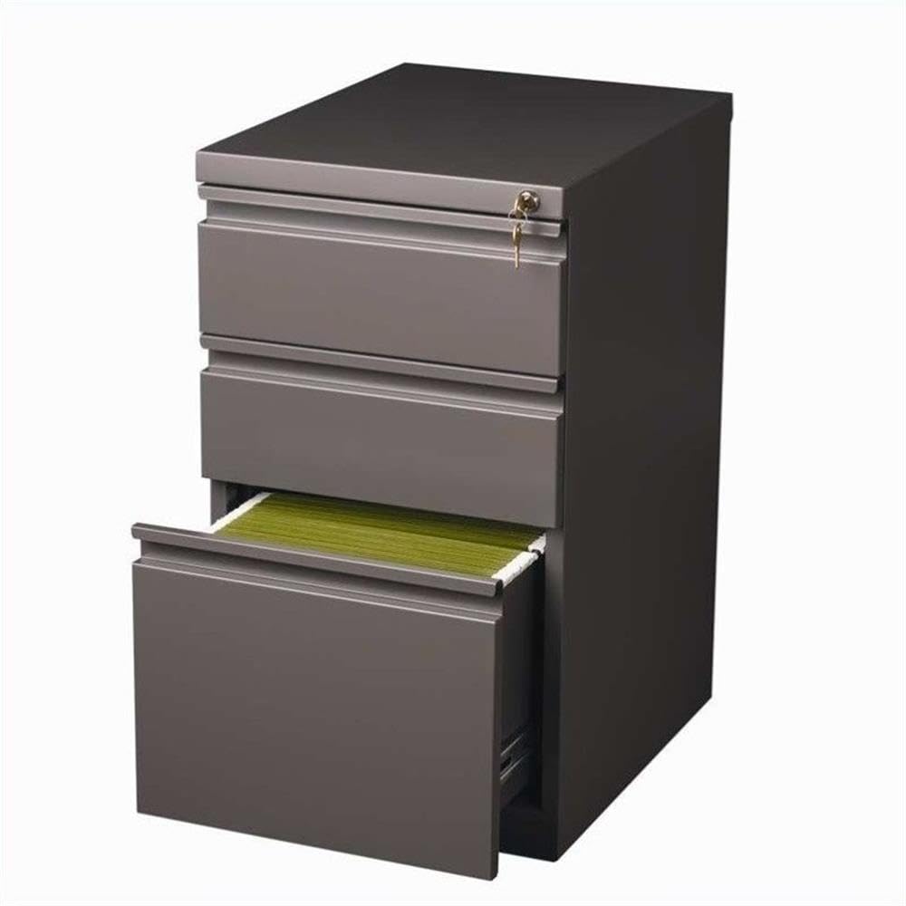 Hirsh Industries 20-Inch Mobile Pedestal 3-Drawer Storage Box in Medium Tone - Office & Home Organization Solution for Files, Supplies & Documents