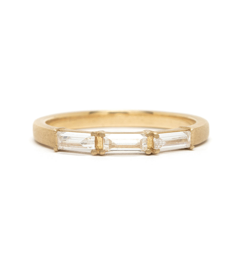 Stardust Three Baguette Diamond Wedding Band - Elegant Stackable Ring for Women, Anniversary & Engagement Jewelry Gift | Perfect for Bridal Sets, Proposals & Special Occasions