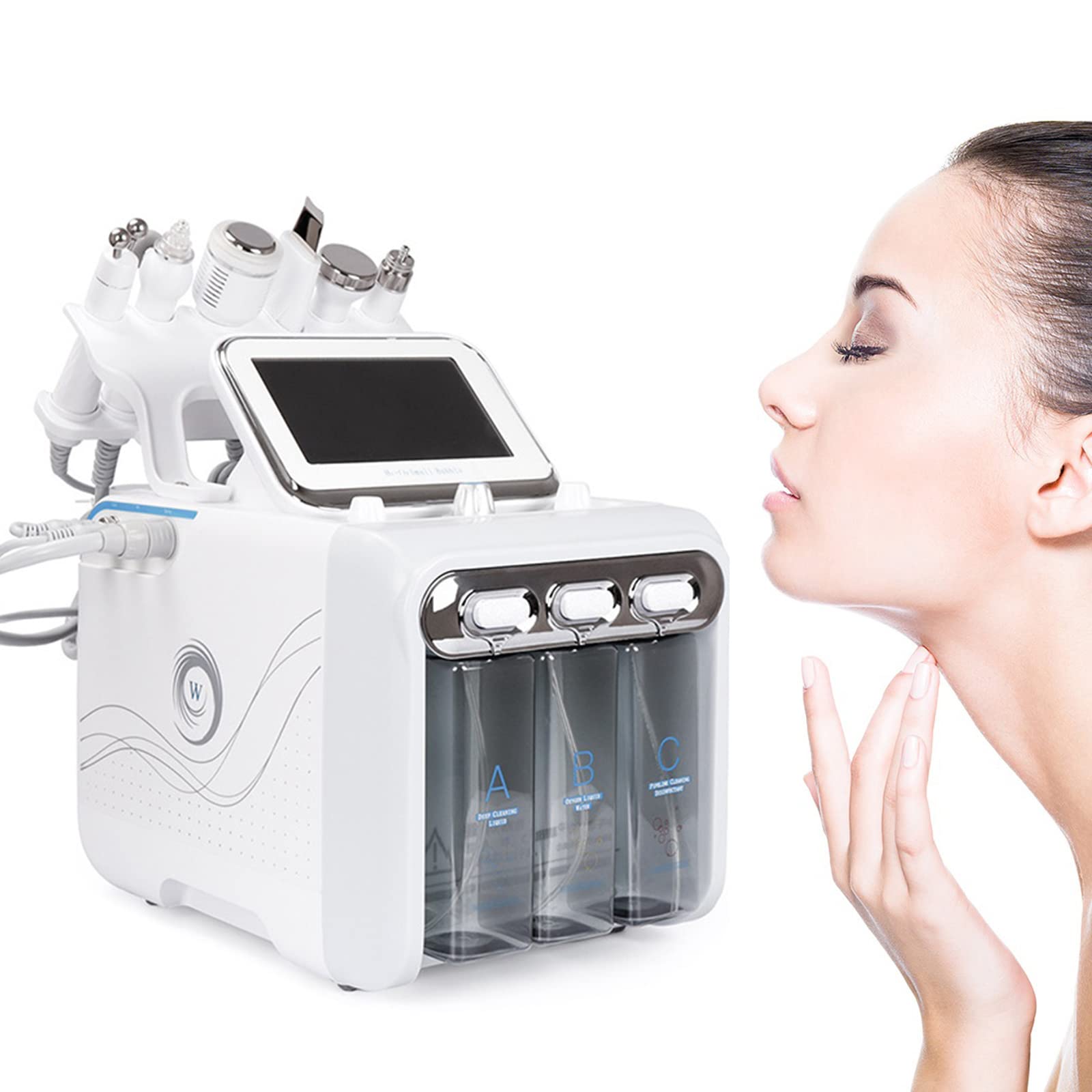 6-in-1 Multifunctional Vacuum Face Cleaning Machine with Hydro Water Oxygen Jet Peel & Dermabrasion - Professional Facial Care Device for Blackhead Removal, Hydration & Skin Rejuvenation - Perfect for Spa, Salon & Home Skincare Routine