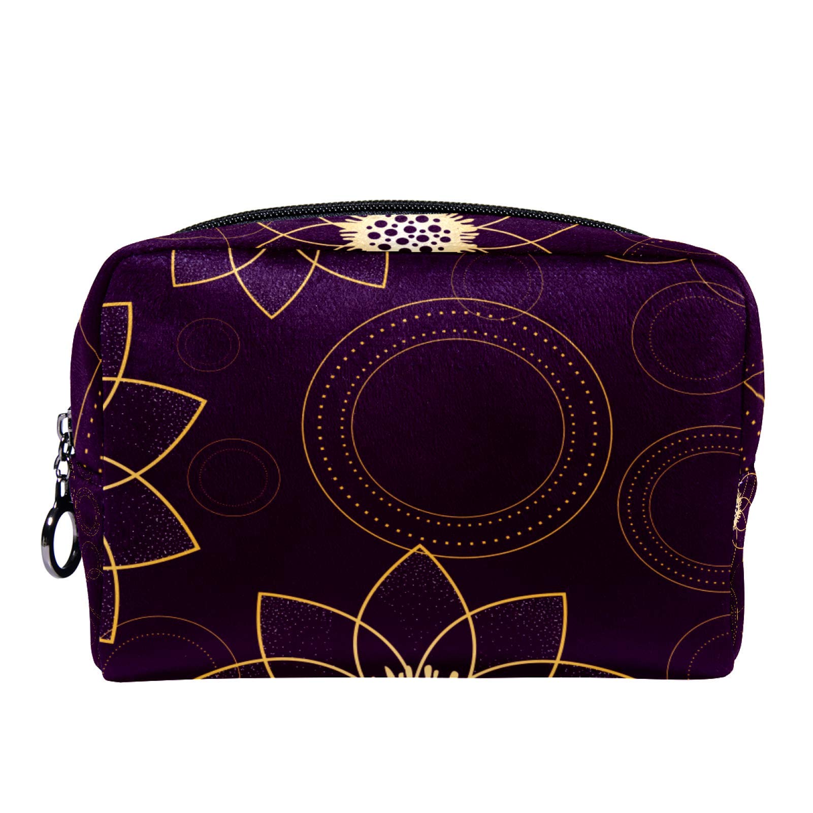 **Stylish Mandala Flower Cosmetic Bag for Women - Large Waterproof Makeup Organizer with Retro Purple Design, Perfect for Travel, Gym & Daily Essentials Storage**