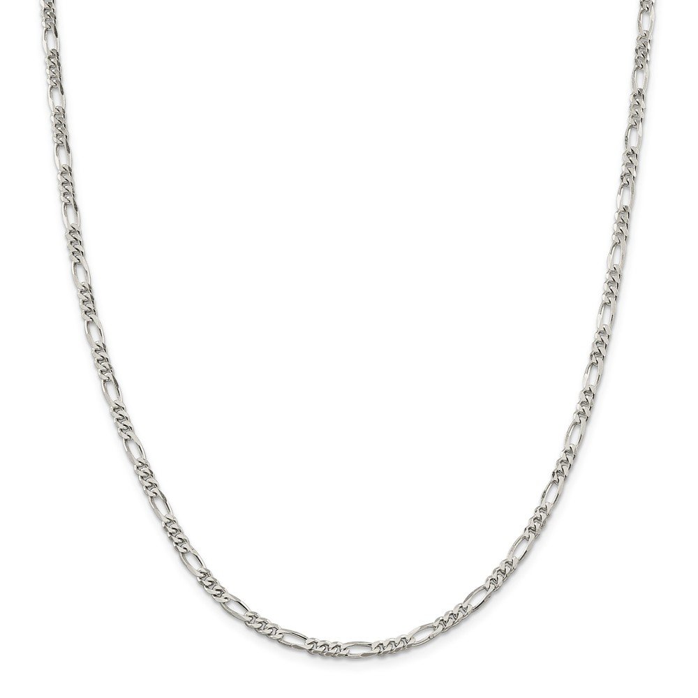 Solid 925 Sterling Silver 4mm Figaro Chain Necklace with Secure Lobster Clasp - Elegant Jewelry for Men & Women, Perfect for Everyday Wear, Gifts & Special Occasions