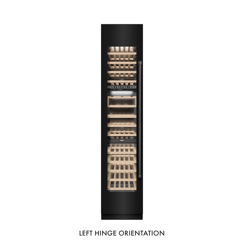 ZLINE 18 Inch 9.0 Cubic Feet Triple Zone 68 Bottle Left Hinge Column Wine Cooler - Black Stainless Steel (RCWVL BS 18) for Wine Cellars, Restaurants, and Home Bars