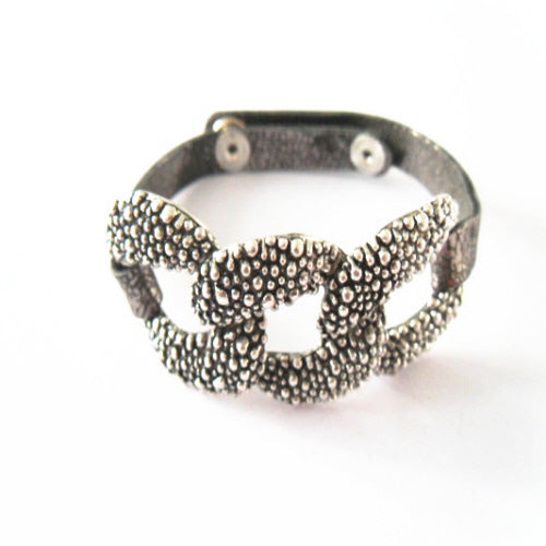 Stylish Silver Chain Link Leather Bracelet for Men & Women - Perfect for Casual Wear, Parties & Gifts