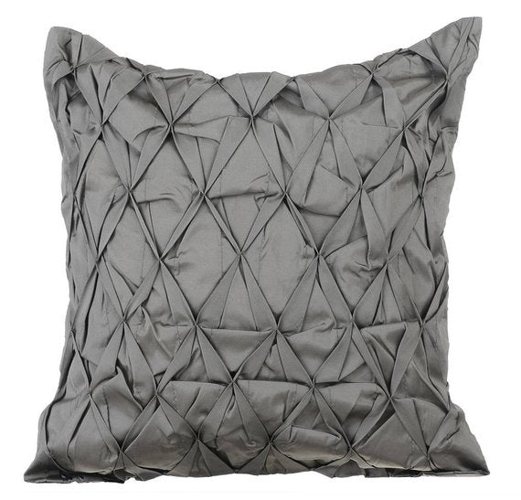 Gray Taffeta Throw Pillow Cover - Soft Decorative Cushion Case for Sofa, Bed & Home Decor - 18x18 Inch Square Pillow Sham - Luxury Living Room & Bedroom Accent