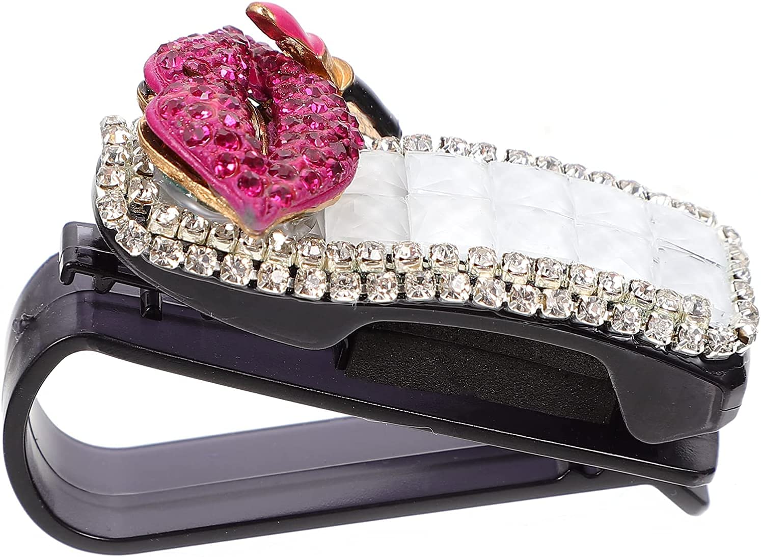 **Stylish Rhinestone Sunglass Holder for Car Sun Visor - Durable Crystal Clip with Ticket/Card Slot - Perfect for Driving, Travel & Organization**