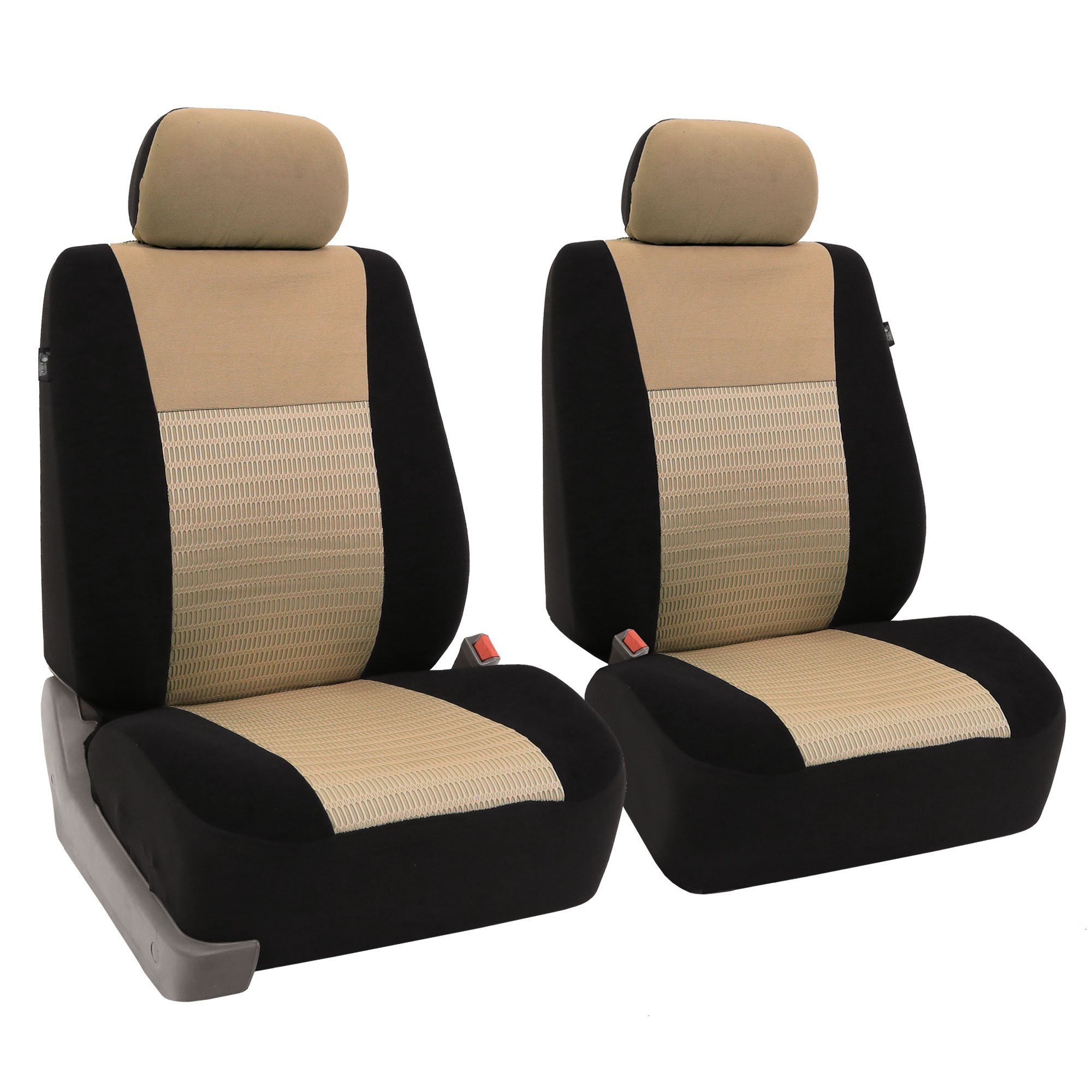 TLH Trendy Elegance Beige Car Seat Covers - Universal Fit Front Set with Airbag Compatibility | Premium Seat Protectors for Cars, Trucks & SUVs | Perfect for Daily Commute, Road Trips & Family Travel