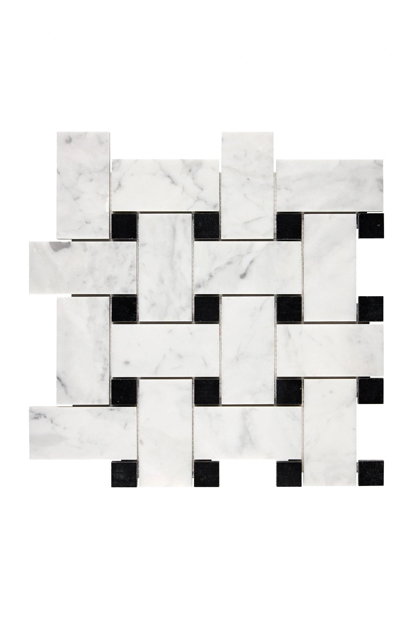 Carrara White Gioia Large Basketweave with Black Dots - Elegant Home Decor Basket for Living Room, Bathroom & Bedroom Storage