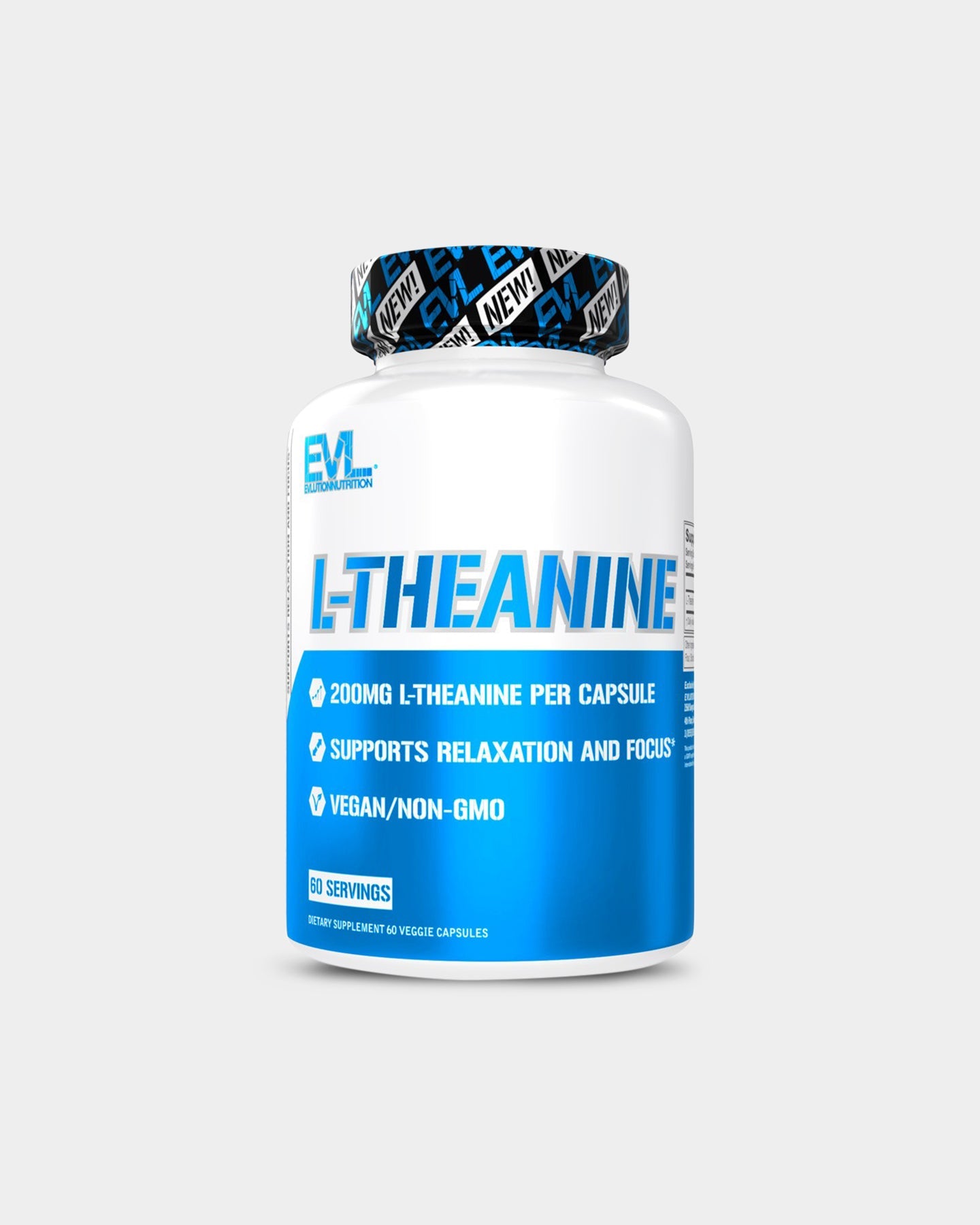 EVLUTION NUTRITION L-Theanine Supplement 200mg - 60 Capsules for Stress Relief, Focus & Relaxation - Natural Calm Support for Work, Study & Meditation