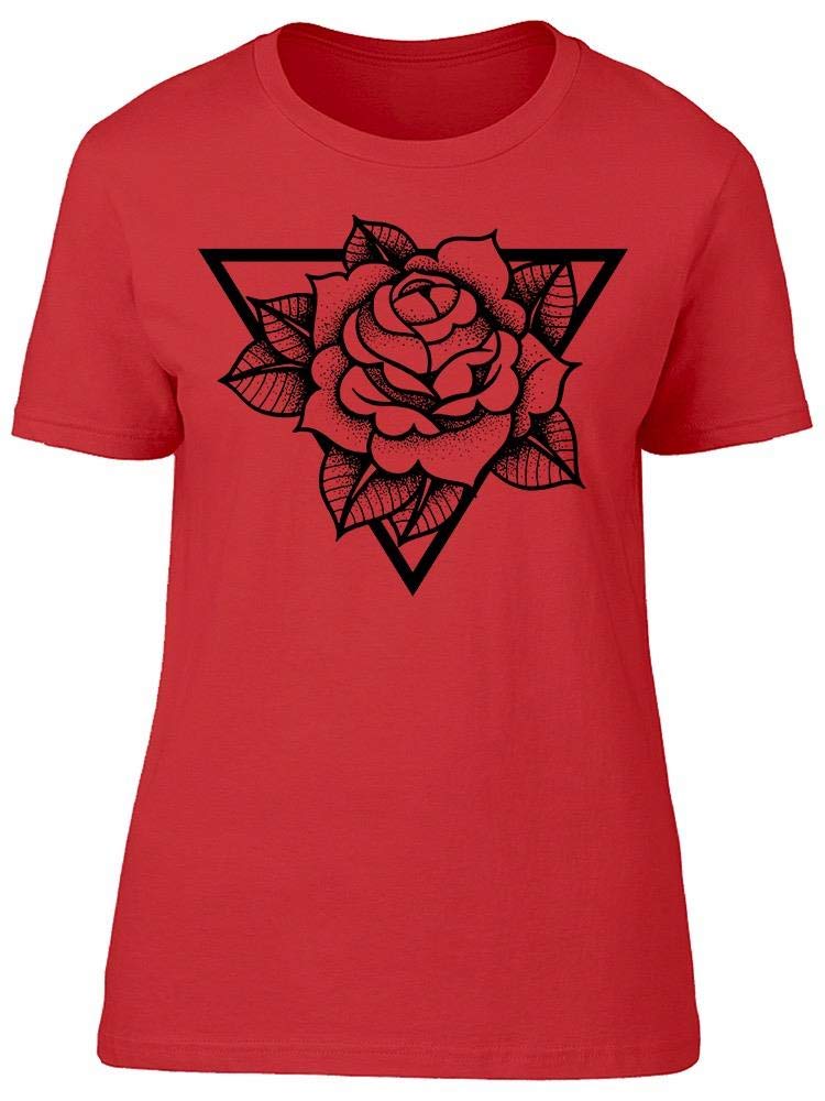Smartprints Rose Flower Triangle Tee for Women - Soft & Stylish Casual T-Shirt - Perfect for Summer Outfits, Date Nights & Weekend Wear