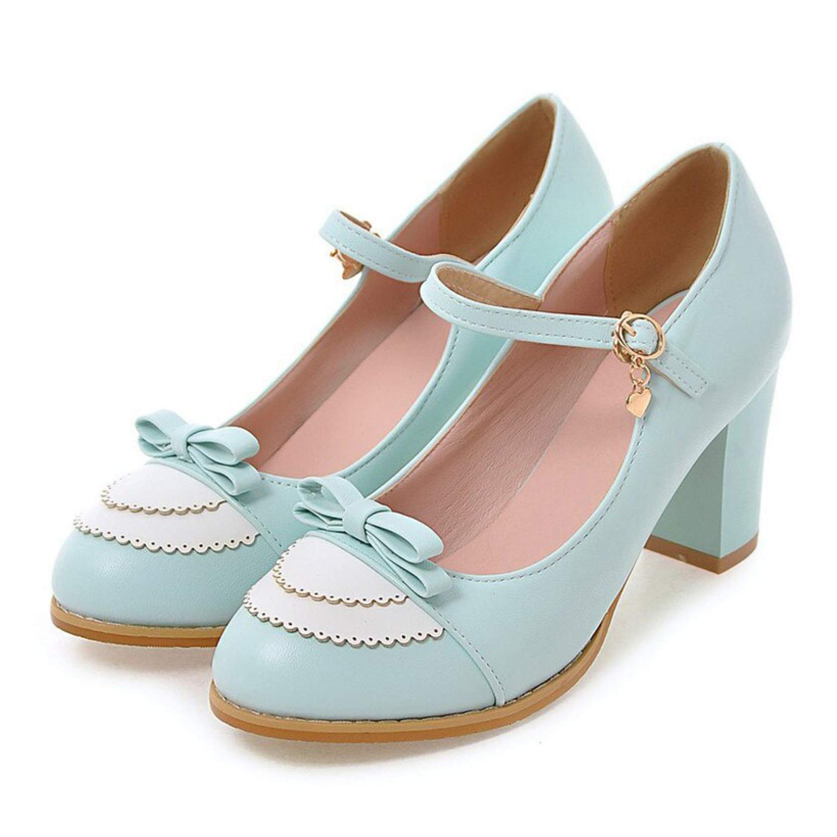 Women's High Heel Oxford Shoes - Round Toe Buckle Strap Mary Jane Dress Pumps with Block Heel for Party, Work & Formal Occasions | Comfortable Office & Evening Wear
