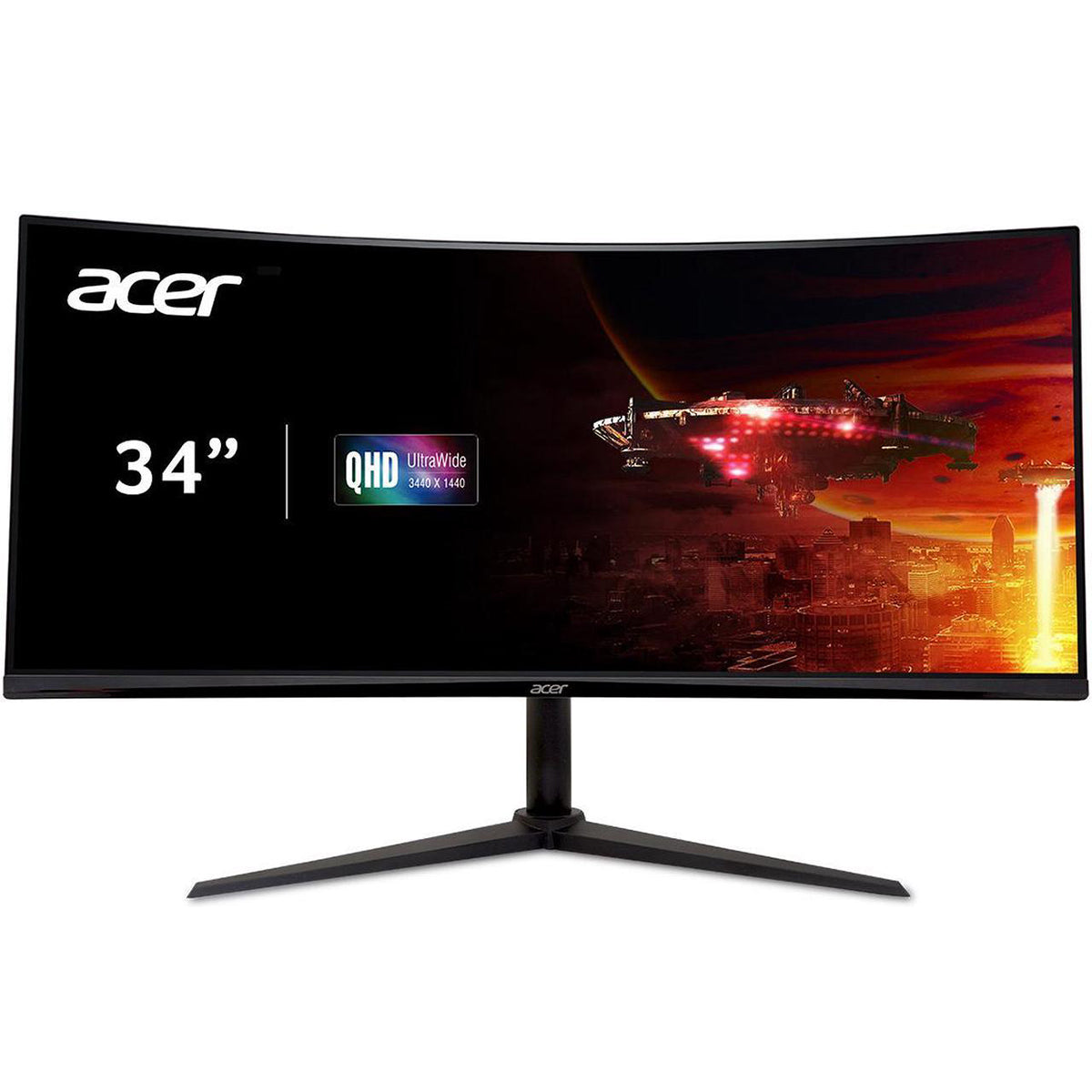 Acer Nitro XZ340CUH 34 Inch WQHD 100Hz Curved Gaming Monitor - Ultra-Wide VA Display for Immersive PC & Console Gaming Experience