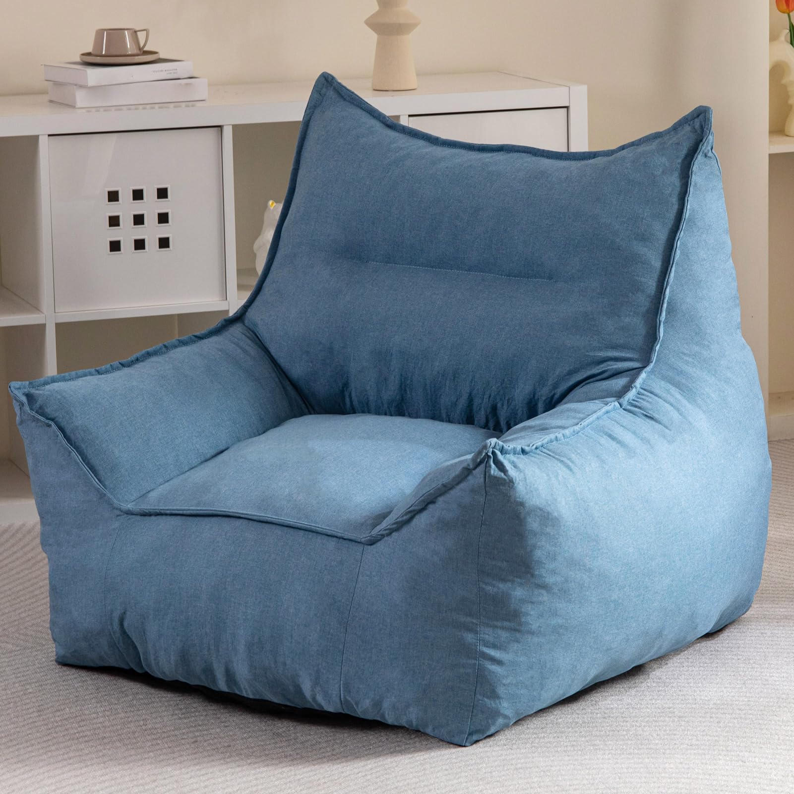 MAXYOYO Giant Bean Bag Chair with Armrests - Oversized Bluestone Bean Bag Sofa for Adults | Perfect for Living Room Lounging, Gaming & Movie Nights