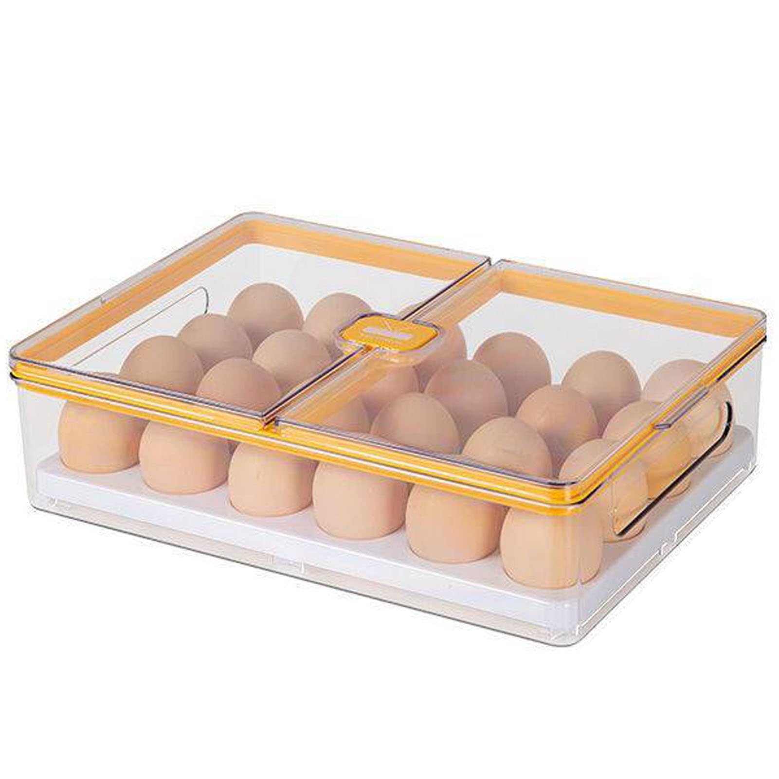 RRXH Clear Stackable Plastic Egg Holder for Refrigerator - 24 Egg Storage Container with Lids for Fridge, Freezer & Pantry | Perfect for Camping, Home Kitchen & Food Preservation
