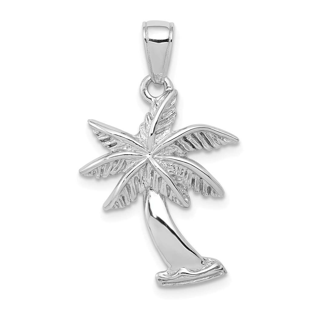 14K White Gold Palm Tree Charm Pendant Necklace - Elegant Tropical Jewelry Gift for Women - Perfect for Beach Vacations, Summer Parties & Everyday Wear