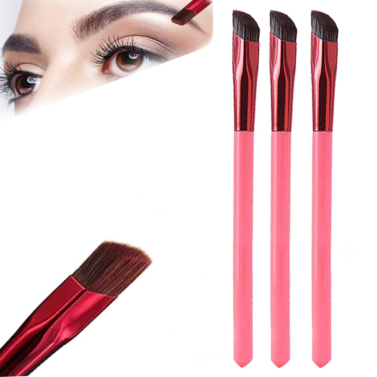 Realistic Eyebrow Brush Kit - Ultra Thin Angled Brow Brush for Daily Makeup (3pcs)