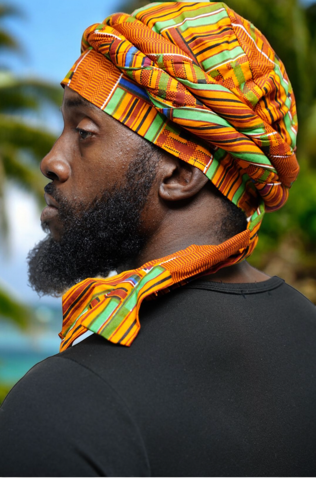 Dupsie's Asase African Print Kente Pre-Wrapped Turban Headwrap DPH3227PT - Stylish Headwear for Women, Cultural Events, Church, and Everyday Fashion
