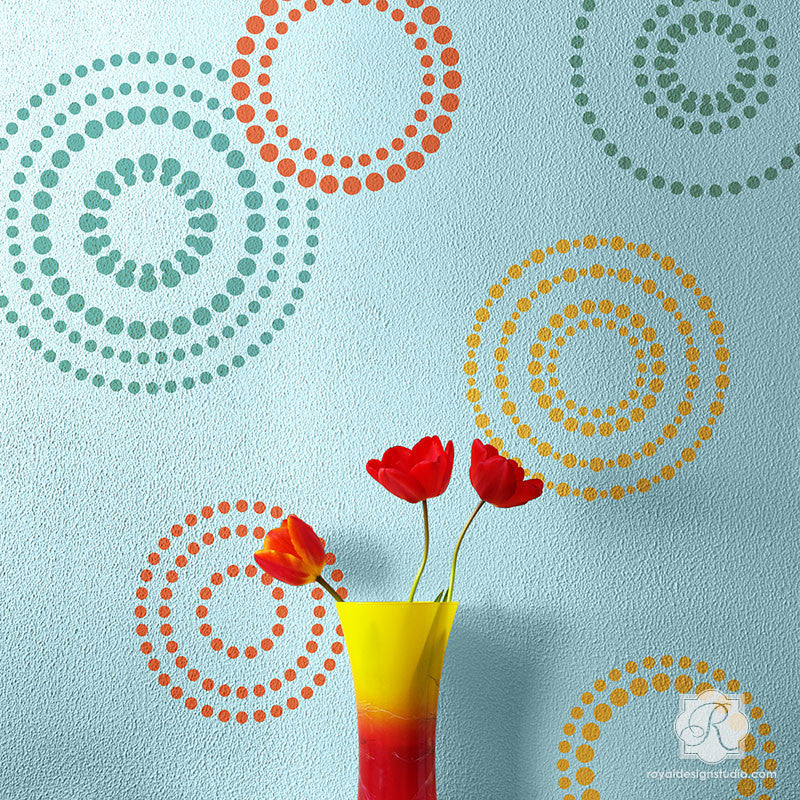 Circling Allover Wall Art Stencil - Reusable DIY Painting Template for Home Decor, Murals, and Furniture - Perfect for Bedroom, Living Room, and Nursery Accent Walls