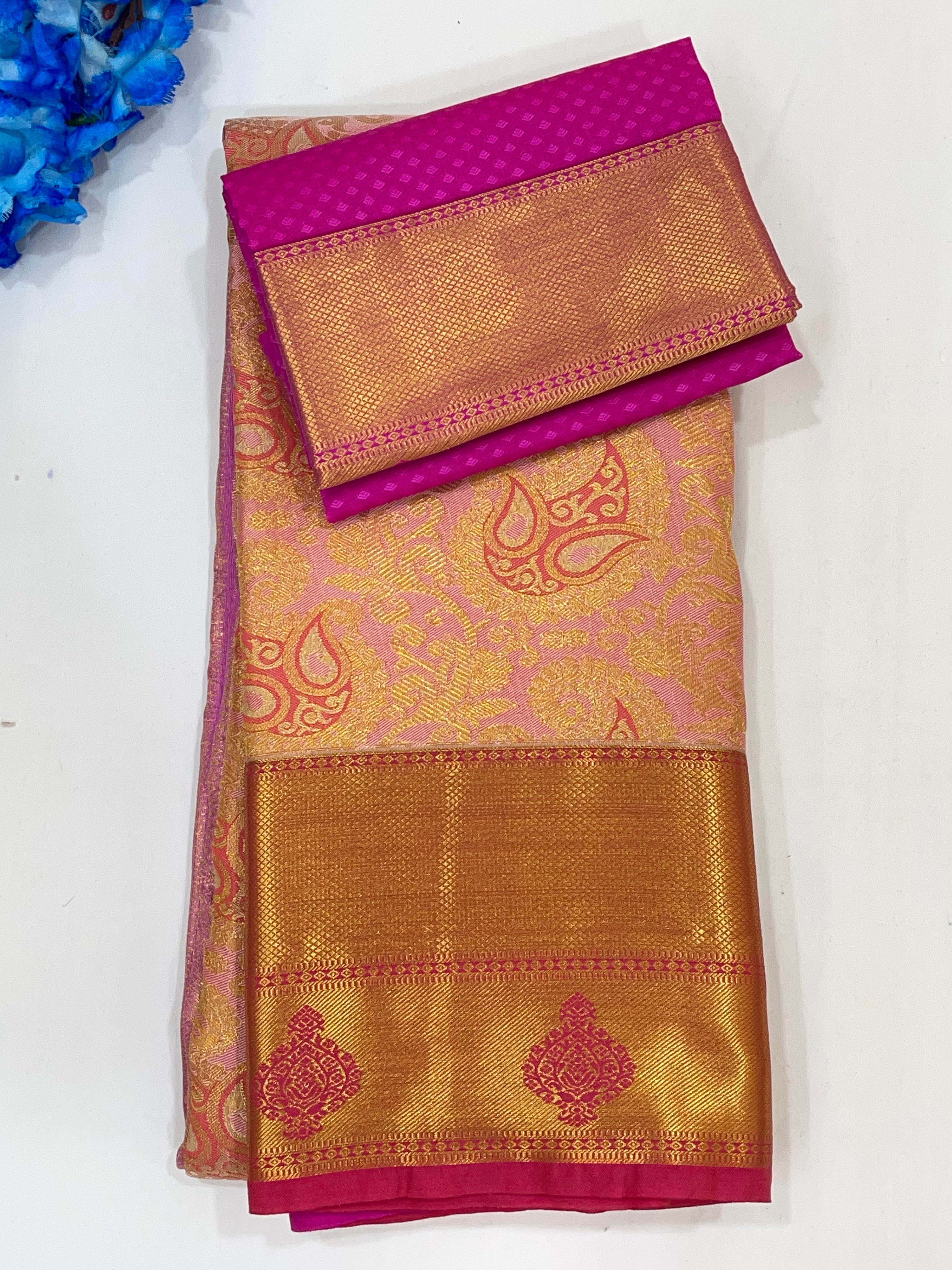 Elegant Light Pink Pure Kanchi Silk Saree for Women - Perfect for Weddings, Parties & Festive Occasions