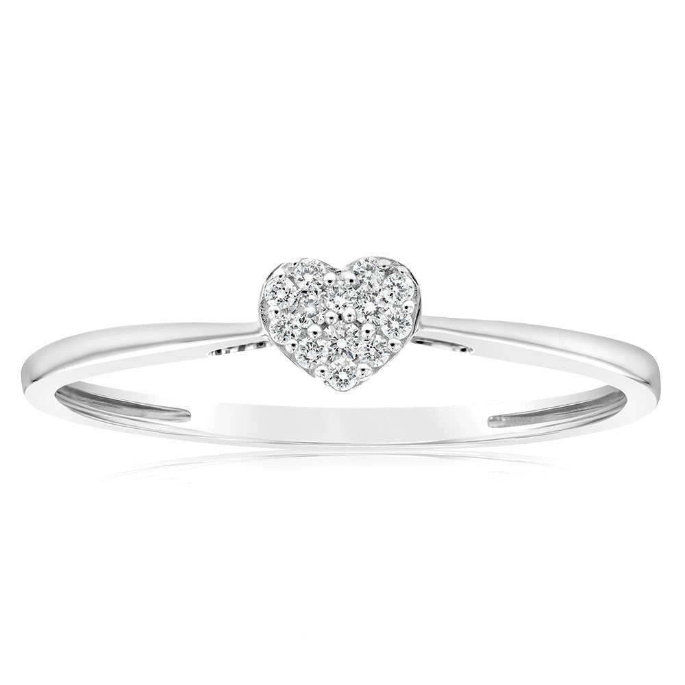 9ct White Gold Heart Luminesce Lab Grown Diamond Ring for Women - Elegant Dress Jewelry for Weddings, Anniversaries & Special Occasions