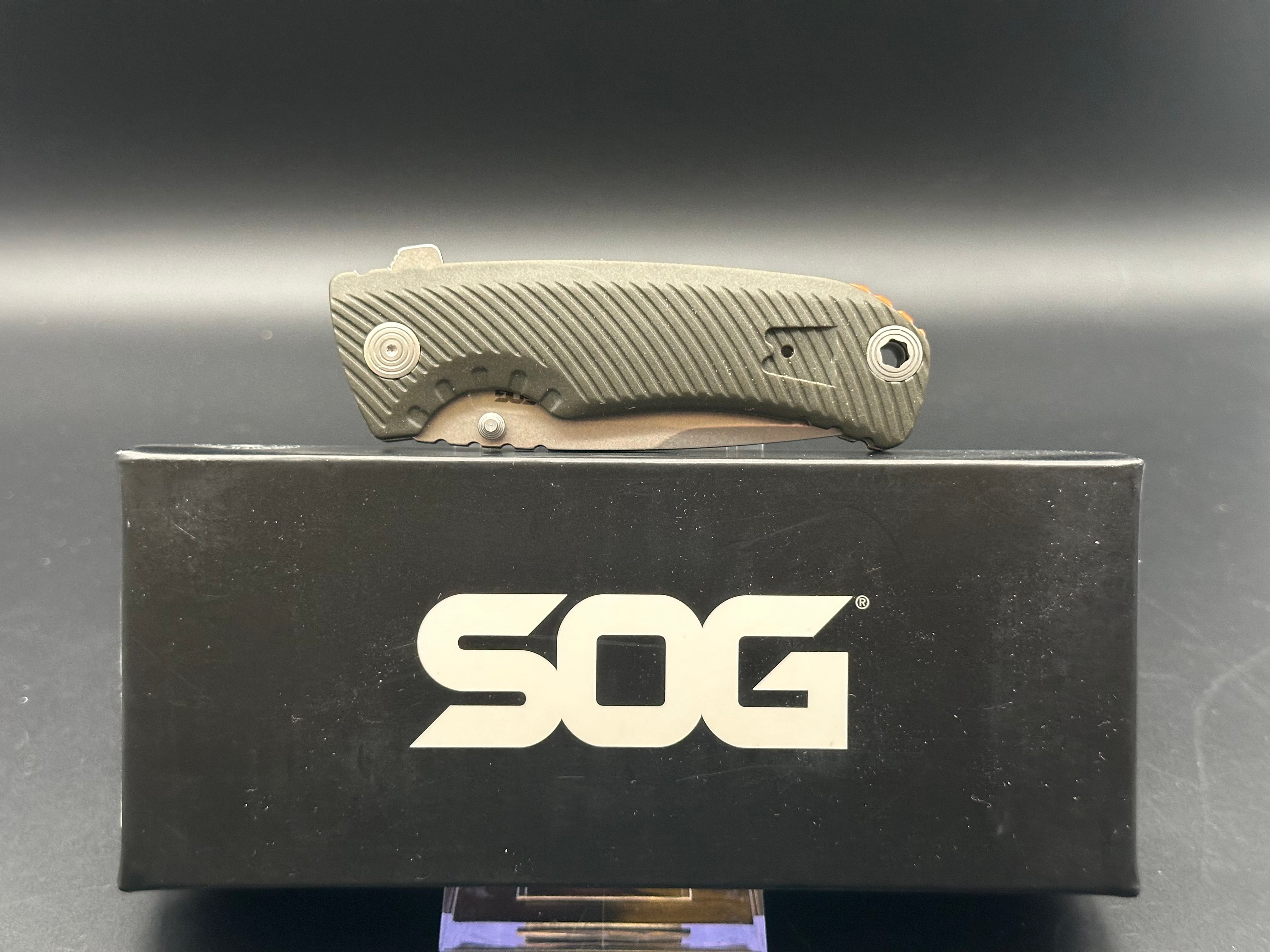 SOG Tellus ATK Assisted Opening Frame Lock Folding Knife - OD Green Tactical EDC Pocket Knife for Outdoor Camping, Hiking & Survival