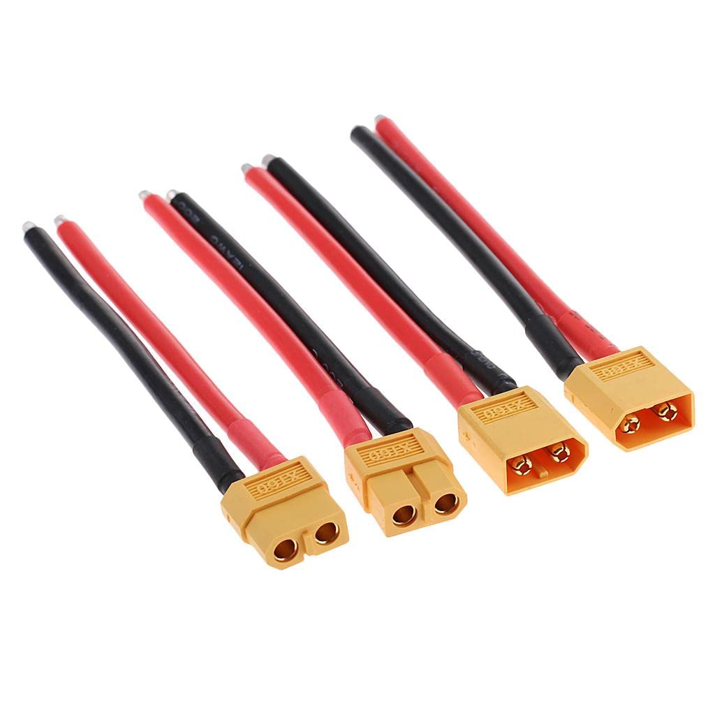 Vaveren 2 Pairs XT60 Connector Plug Charger Cable Harness for RC Drone, Car, Boat - High Current Power Connection for LiPo Battery Charging & DIY Projects