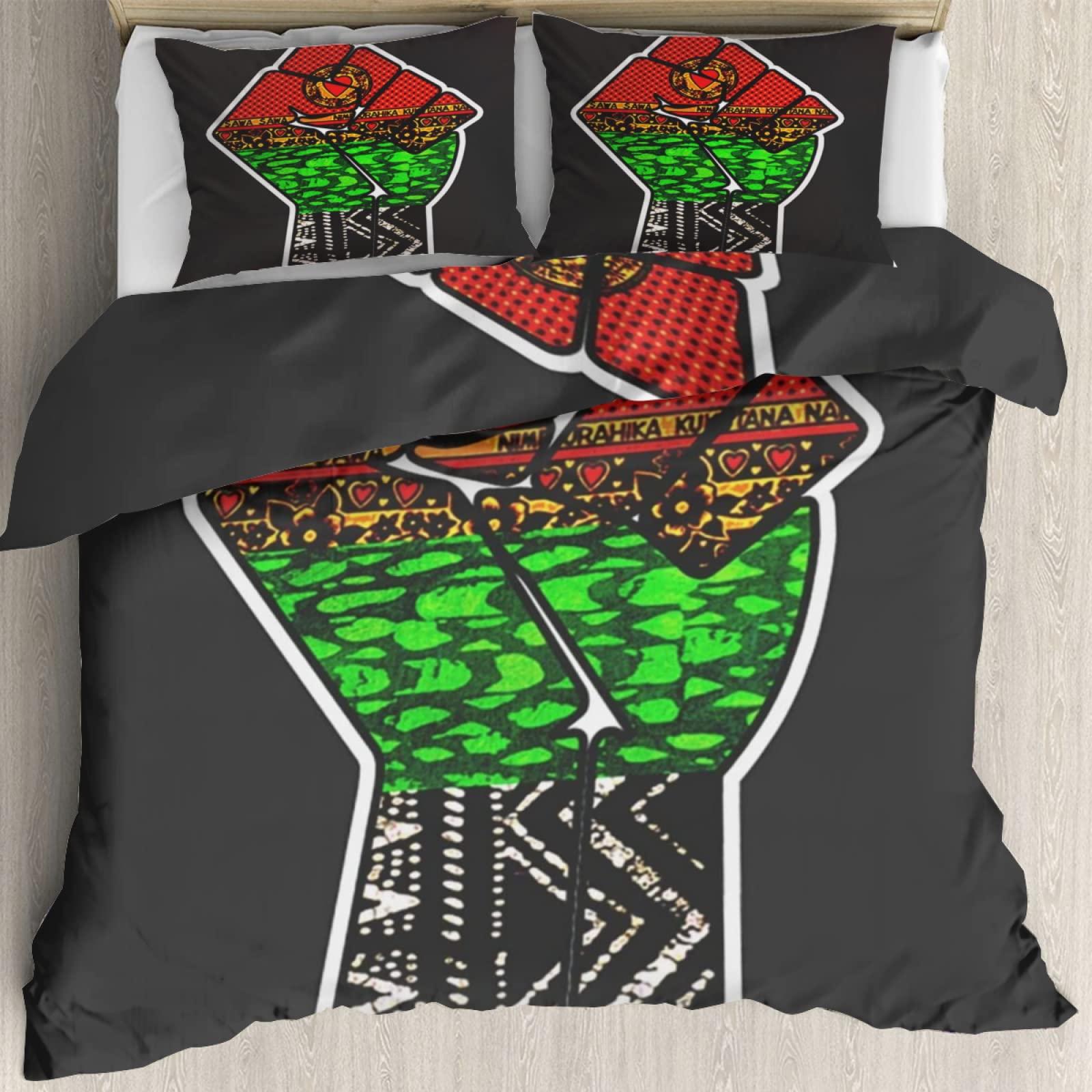 **Pan African Unity Fist Soft 3-Piece Bedding Set - Queen Size (90