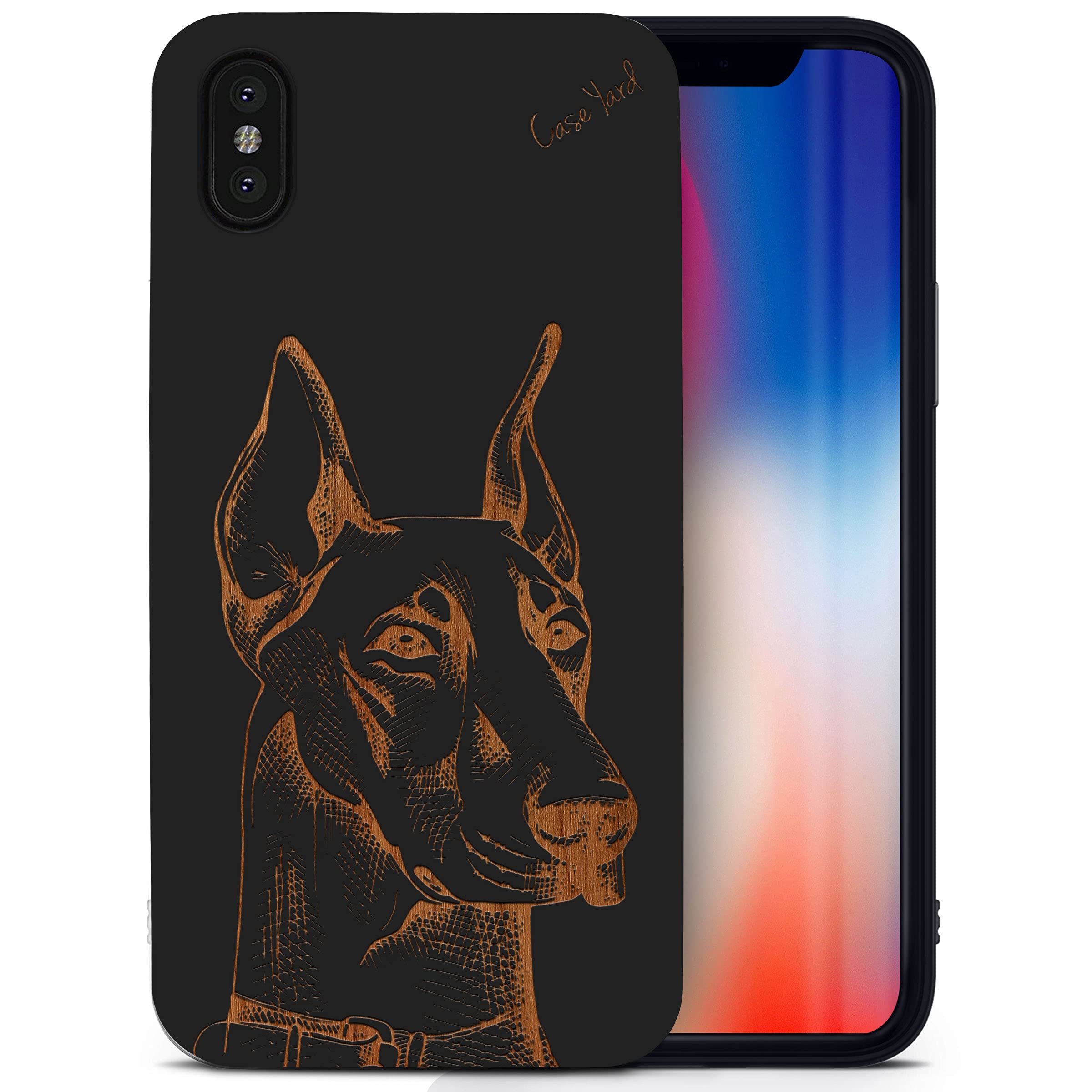 Wooden iPhone Xs Max Case - Laser Engraved Doberman Design, Slim Fit Shockproof Protective Cover for Men & Women | Perfect for Outdoor Activities, Travel & Everyday Use