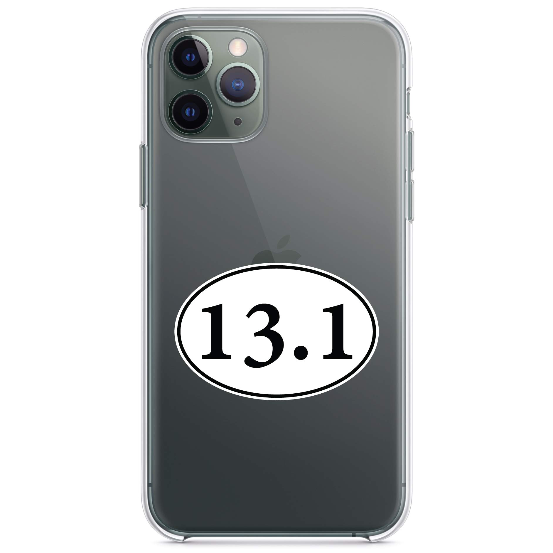 DistinctInk Clear Shockproof Hybrid Case for iPhone 13 (6.1 Inch) - TPU Bumper & Acrylic Back with Tempered Glass Screen Protector - 13.1 - Half Marathon Sticker - Perfect for Running, Gym & Outdoor Activities