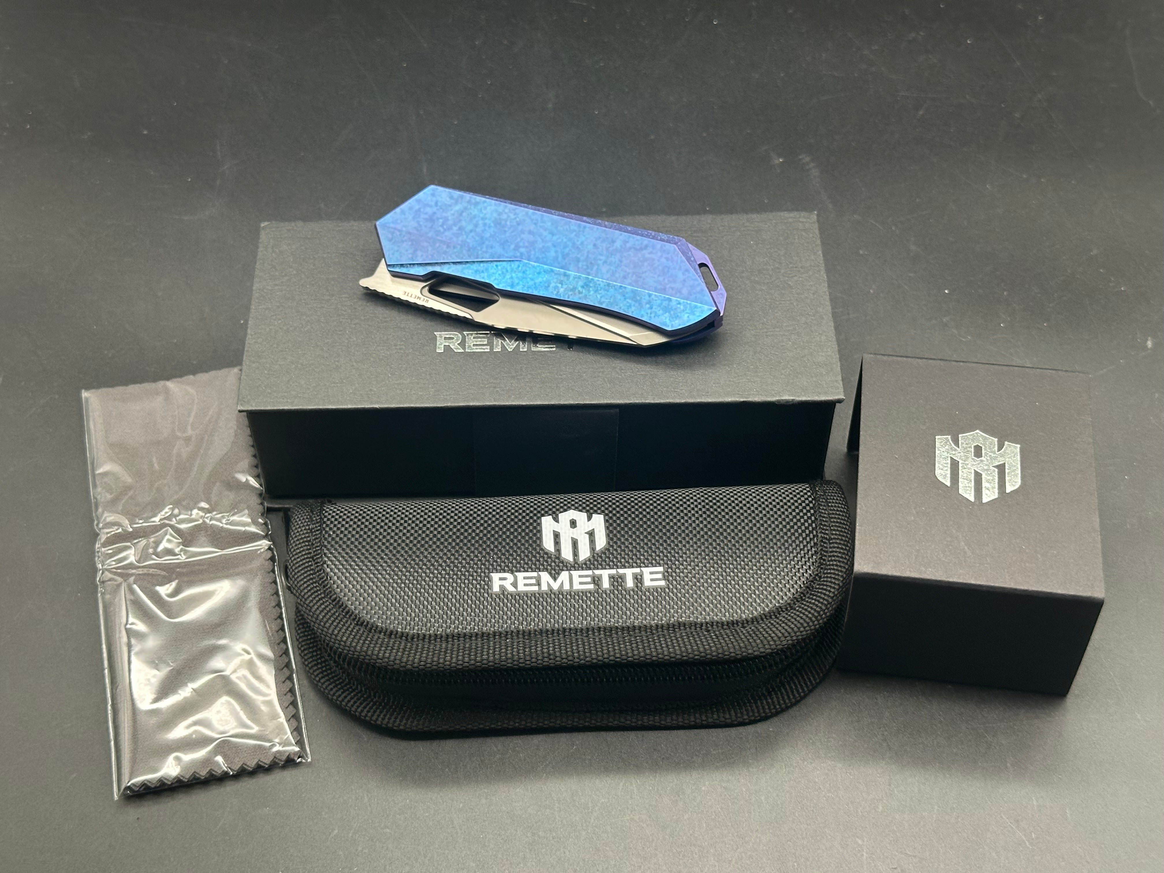 REMETTE RT WOODPECKER Crystallized Titanium Handle M390 Plain Edge Knife - Outdoor Camping, Hunting & Survival Tool