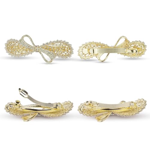 DazzleDiva Rhinestone Hair Clips - Diamond Butterfly & French Barrette Hairpins for Women & Girls (1PC) | Wedding, Party, Prom & Everyday Hair Accessories
