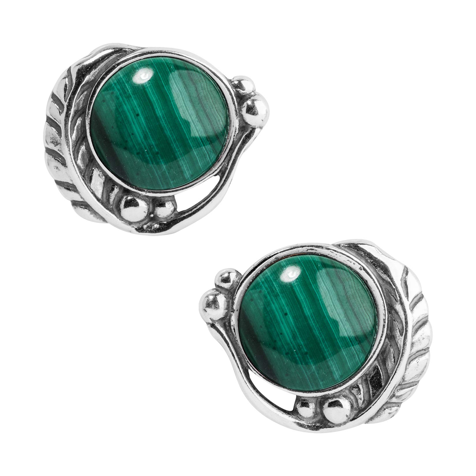 Sterling Silver Gemstone Leaf Button Earrings for Women - Handmade Western Jewelry, Dainty Boho Earrings for Casual Wear & Special Occasions