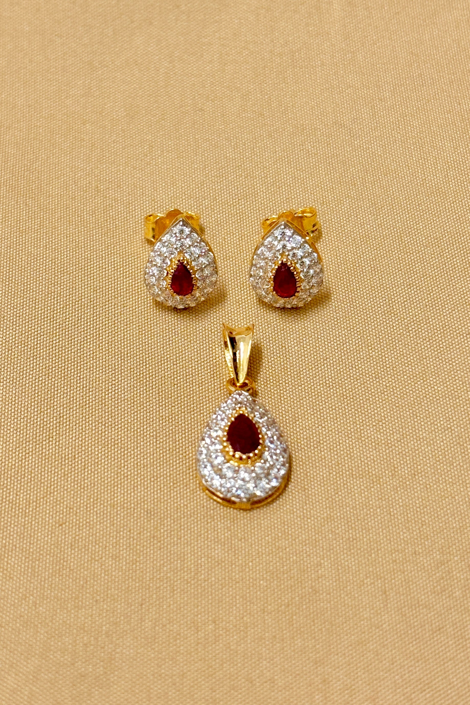 22 KT Gold Designer Ruby Pendant Set (D61) - Elegant Jewelry for Women, Perfect Gift for Anniversary, Birthday & Special Occasions
