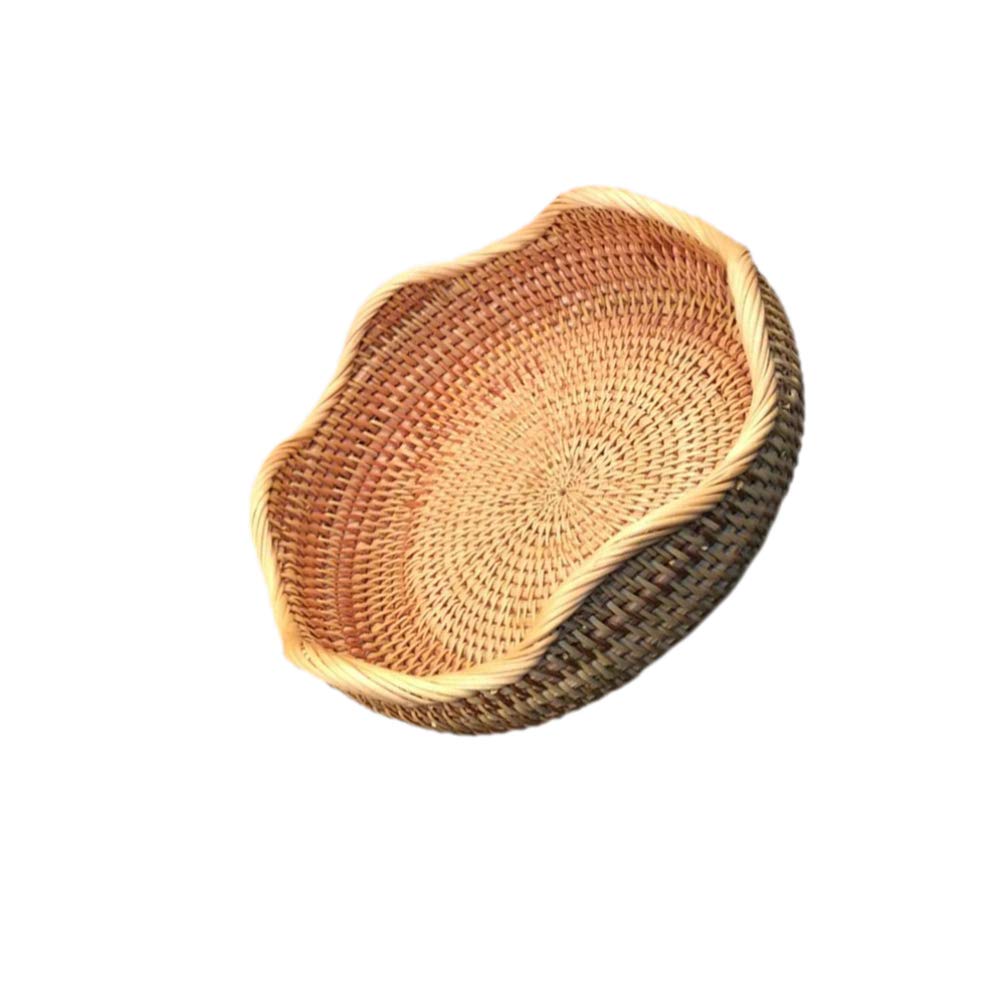 Premium Rattan Weaving Tray - Large Kitchen Storage Basket for Fruits, Bread, Eggs & Snacks | Durable Food Serving Container for Home, Picnic & Party Use
