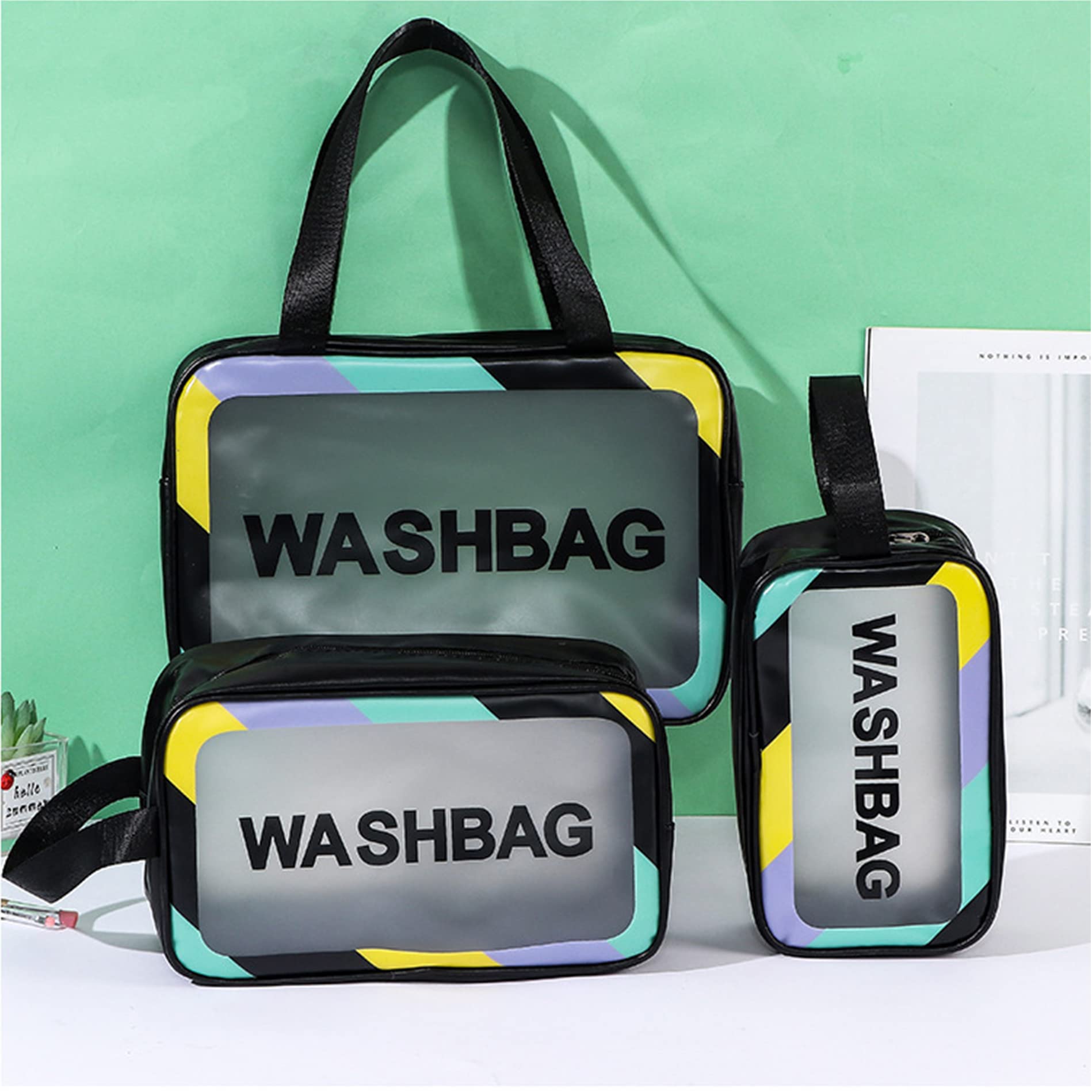 3pcs Clear Travel Toiletry Bags - Waterproof Cosmetic Organizer for Women & Men | Perfect for Air Travel & Gym