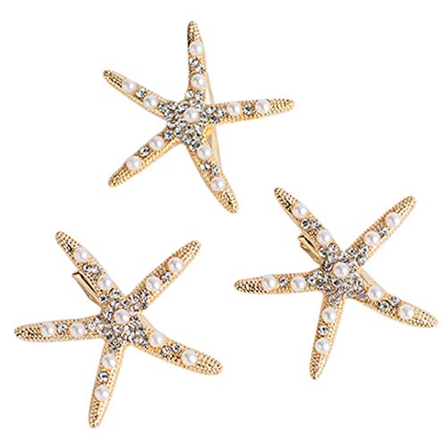 Sparkling Crystal Pearl Starfish Hair Clip - Large Rhinestone Hair Barrettes for Women & Girls - Perfect for Weddings, Parties, and Beach Vacations
