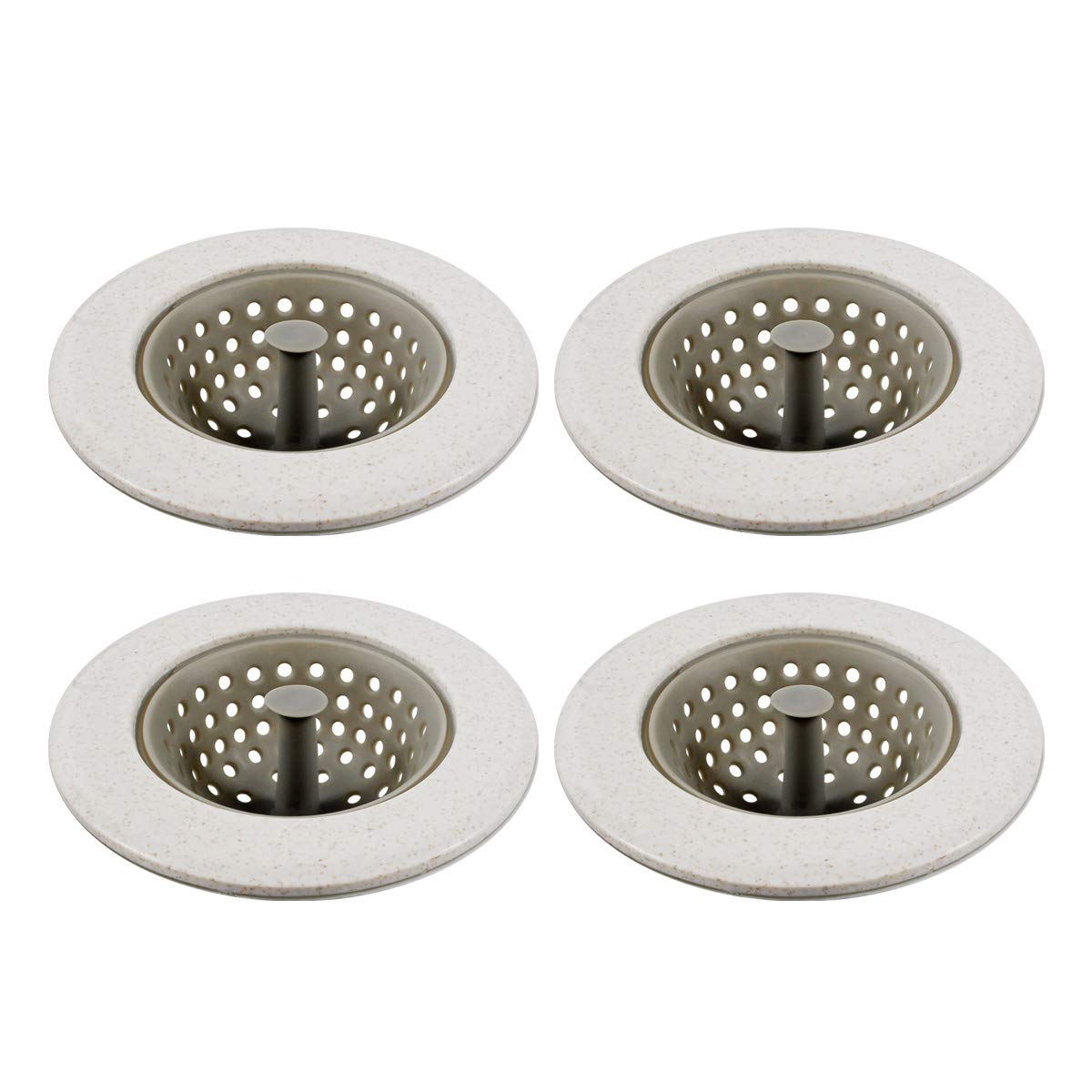 4 Pack Silicone Sink Strainer - Durable Garbage Disposal Drain Catcher Plug with Fine Mesh Filter, Beige Kitchen Sink Basket Cover for Easy Cleaning | Perfect for Kitchen, Bathroom & RV Sinks