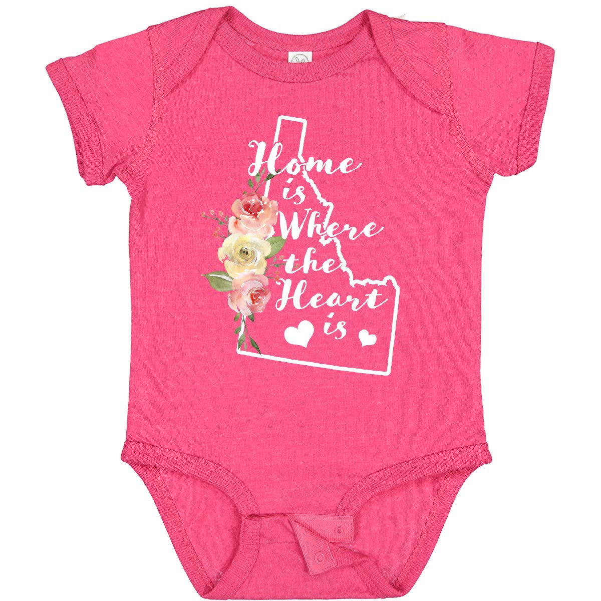 Inktastic Idaho Home is Where The Heart is Watercolor Floral Baby Bodysuit - Soft Cotton Infant Onesie for Newborns, Baby Showers & Family Photos