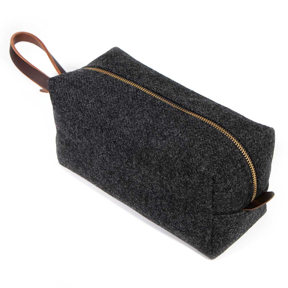 Premium Charcoal Wool Travel Kit for Men & Women - Compact & Stylish Toiletry Bag for Airplane, Gym, Camping & Business Trips
